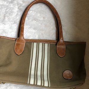 LE PAPILLON Purse Medium Size Tote Quality Leather and Cotton Canvas